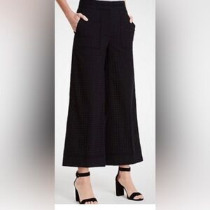 Ann Taylor Black Eyelet Wide Leg Marina Pants Cropped Petite 6P